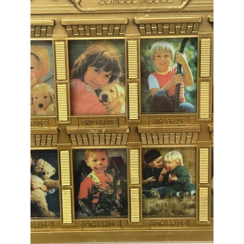 Vintage Gold Schoolhouse Plasti K-12 School Years Multi Photo Collage Frame New